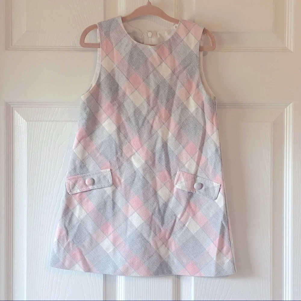 Ana Vini toddler girls pink & gray school girl style dress w/faux pockets - Picture 8 of 8